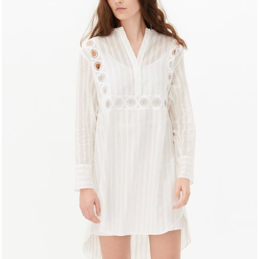 Sandro Paris Rebella White Shirt Dress, NWT, Size Small